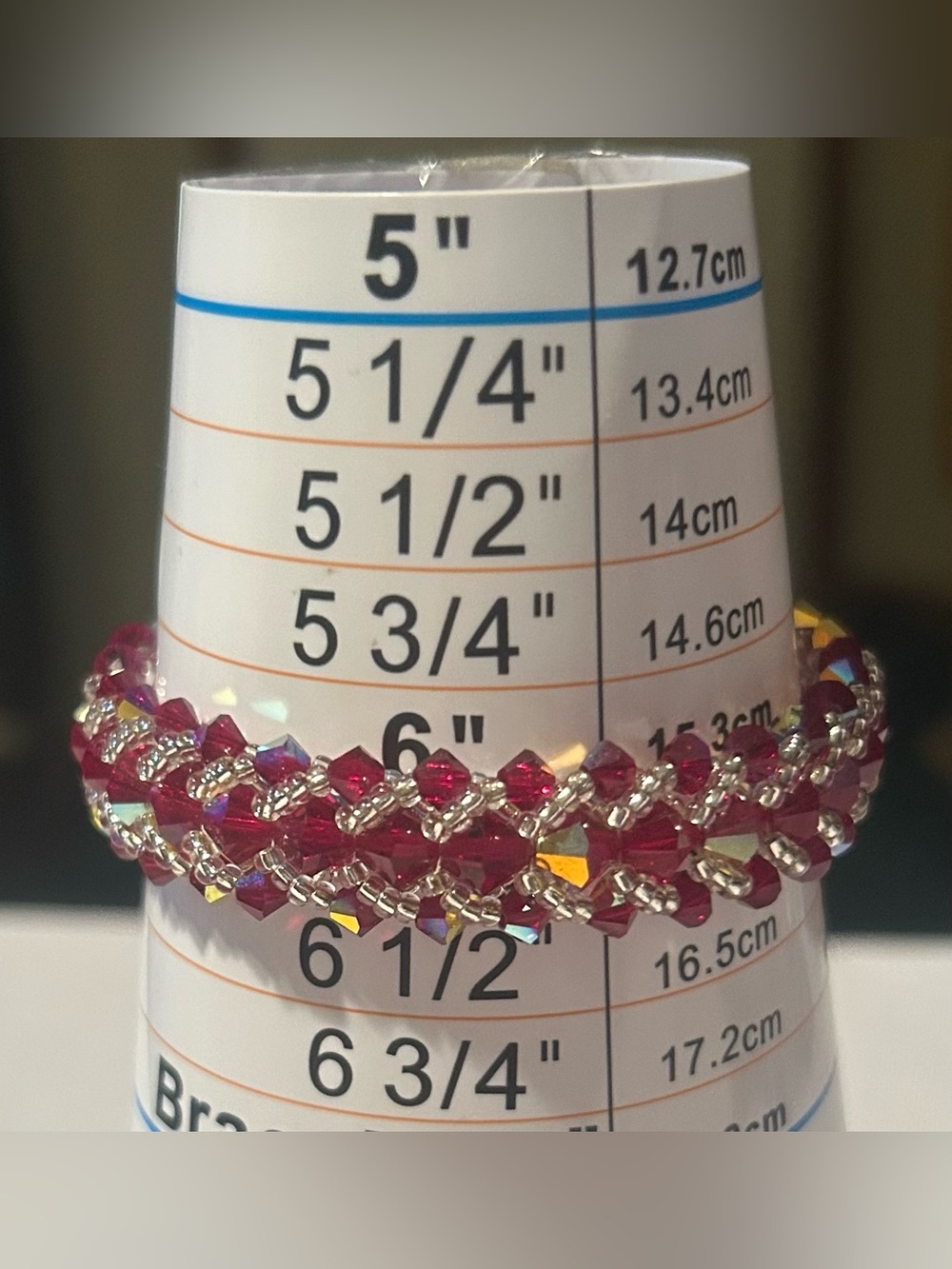 Vintage Red Glass Beaded Bracelet with Silver Accents and Magnetic Clasp.